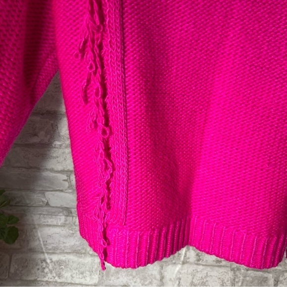 Lou & Grey for Loft‎ Sweater Women’s Sz XS Fushia Fringe Turtleneck - Picture 3 of 8